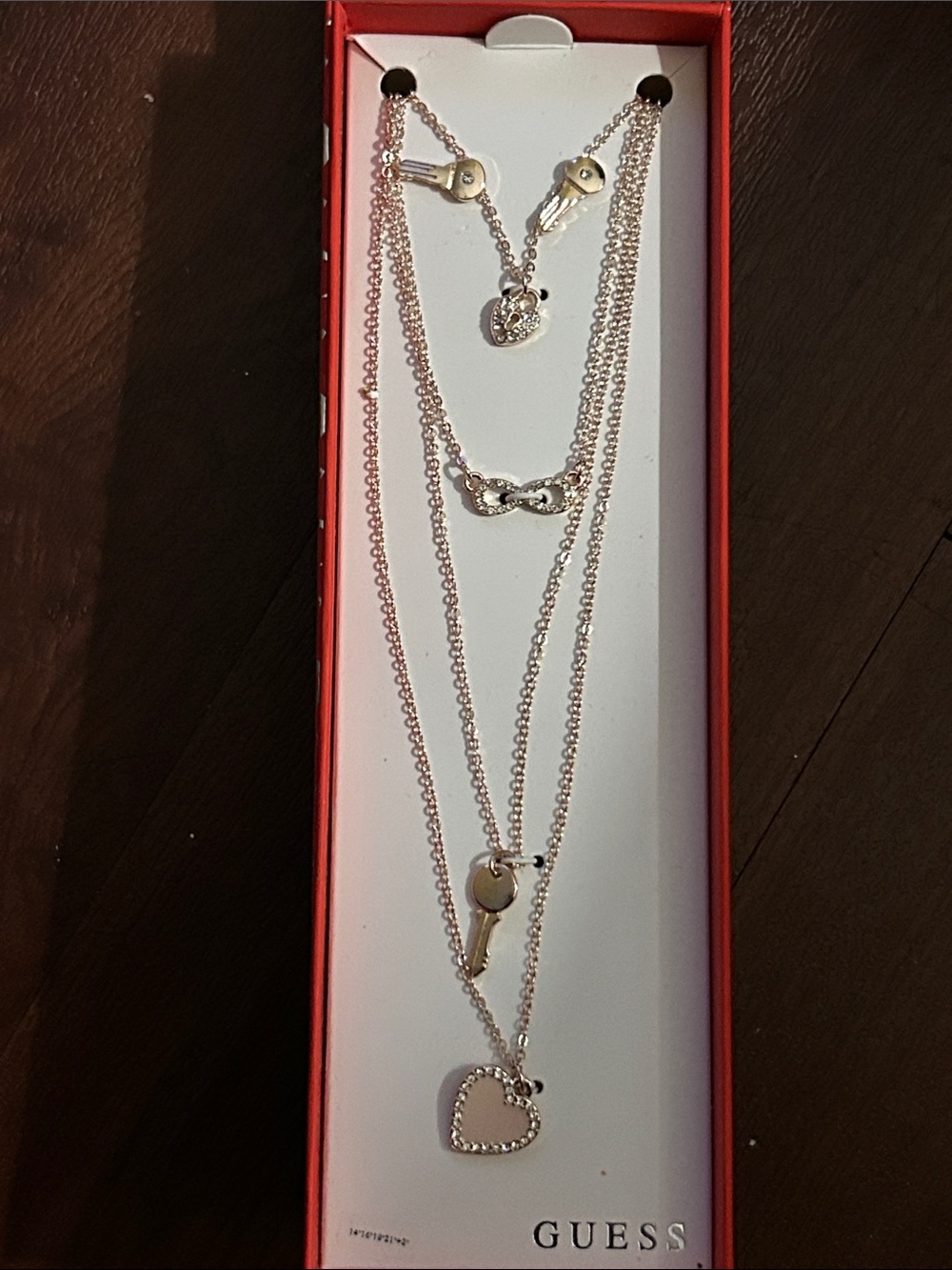 🆕 GUESS  Layered Heart, Key & Infinity Charm Necklace